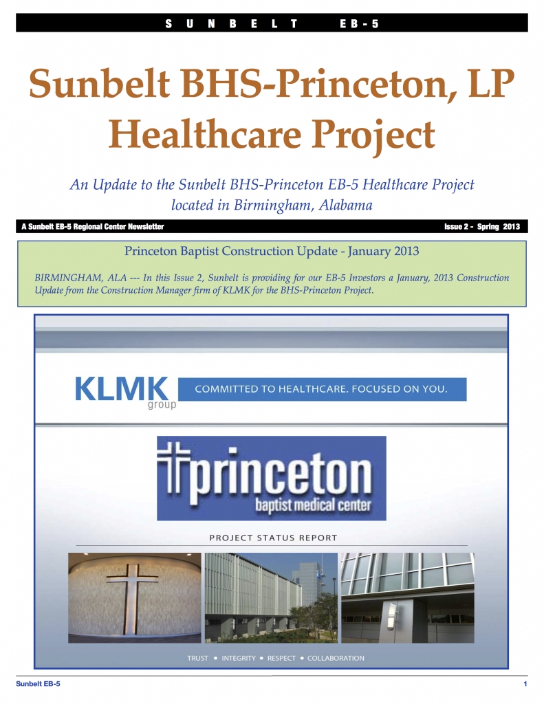 Sunbelt BHS-Princeton Update Issue 2 Spring 2013 Construction KLMK Update copy